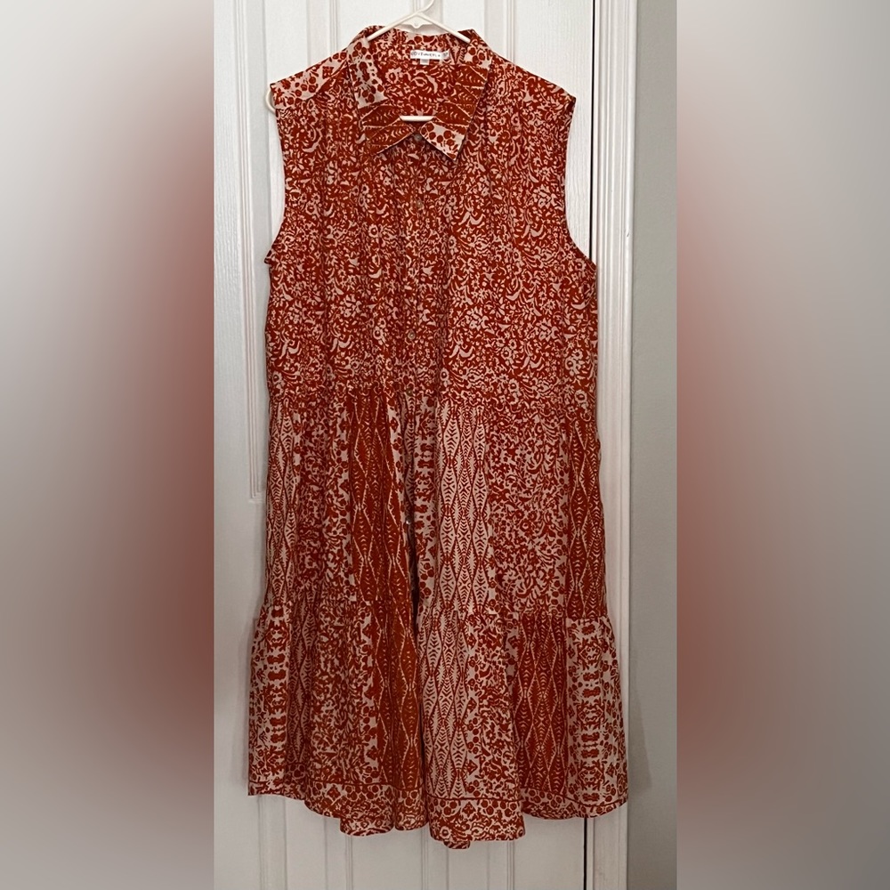 LOVE KYLA WOMENS DRESS, ORANGE & WHITE, size 1X